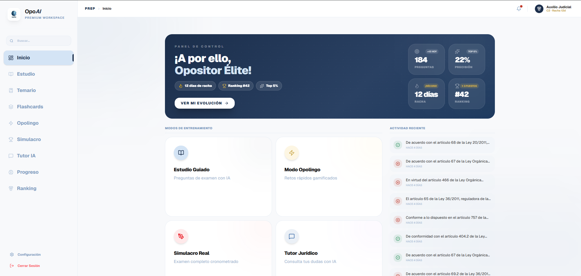 OpoAI · Plataforma de Estudio con IA