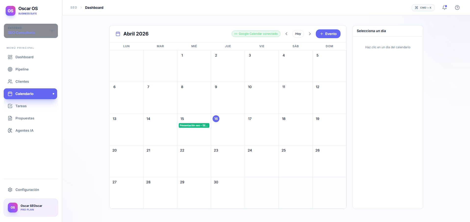 Calendario Google Calendar — AutoProcessX