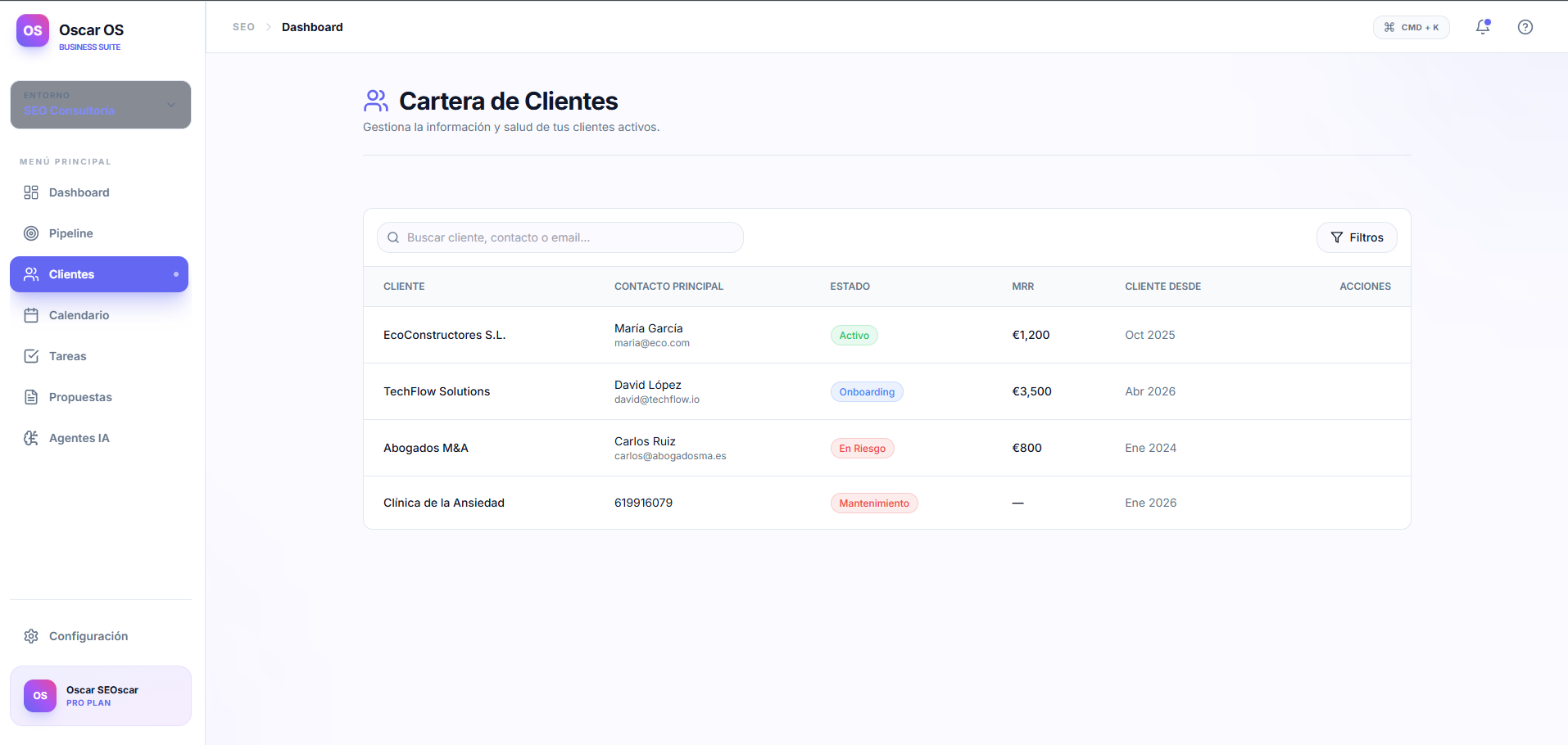 CRM Cartera de Clientes — AutoProcessX